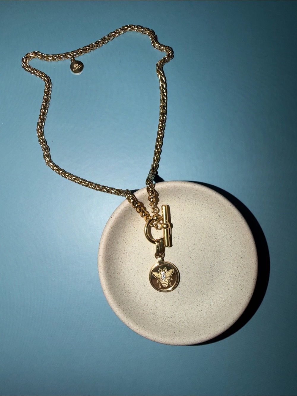 Gold Bee Medallion Toggle Necklace - Women Jewelry